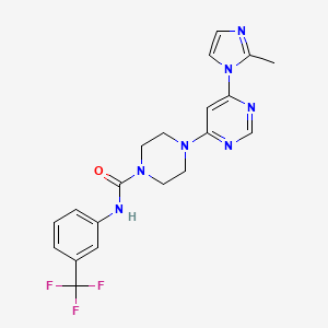 molecular formula C20H20F3N7O B5439138 4-[6-(2-methyl-1H-imidazol-1-yl)-4-pyrimidinyl]-N-[3-(trifluoromethyl)phenyl]-1-piperazinecarboxamide 