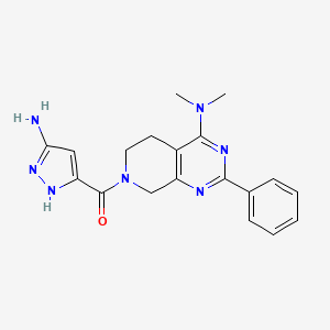 molecular formula C19H21N7O B5439151 7-[(5-amino-1H-pyrazol-3-yl)carbonyl]-N,N-dimethyl-2-phenyl-5,6,7,8-tetrahydropyrido[3,4-d]pyrimidin-4-amine 