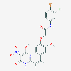 N-(4-bromo-3-chlorophenyl)-2-{4-[2-(4-hydroxy-5-nitro-6-oxo-1,6-dihydro-2-pyrimidinyl)vinyl]-2-methoxyphenoxy}acetamide