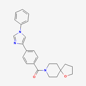 molecular formula C24H25N3O2 B5439179 8-[4-(1-phenyl-1H-imidazol-4-yl)benzoyl]-1-oxa-8-azaspiro[4.5]decane 