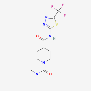 molecular formula C12H16F3N5O2S B5439253 N~1~,N~1~-dimethyl-N~4~-[5-(trifluoromethyl)-1,3,4-thiadiazol-2-yl]-1,4-piperidinedicarboxamide 