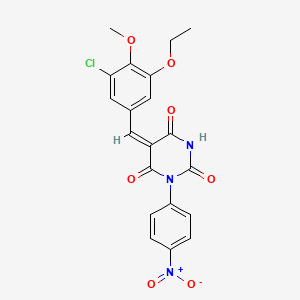 molecular formula C20H16ClN3O7 B5439293 5-(3-chloro-5-ethoxy-4-methoxybenzylidene)-1-(4-nitrophenyl)-2,4,6(1H,3H,5H)-pyrimidinetrione 