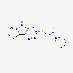 3-{[2-oxo-2-(1-piperidinyl)ethyl]thio}-5H-[1,2,4]triazino[5,6-b]indole