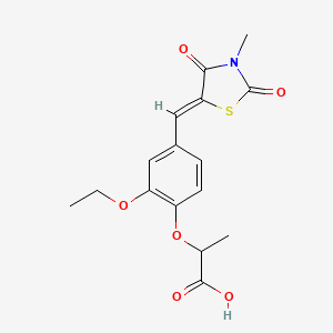 molecular formula C16H17NO6S B5439362 2-{2-ethoxy-4-[(3-methyl-2,4-dioxo-1,3-thiazolidin-5-ylidene)methyl]phenoxy}propanoic acid 