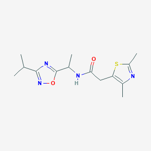 molecular formula C14H20N4O2S B5439393 2-(2,4-dimethyl-1,3-thiazol-5-yl)-N-[1-(3-isopropyl-1,2,4-oxadiazol-5-yl)ethyl]acetamide 