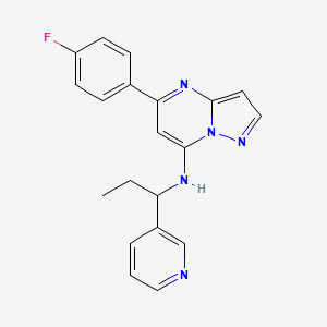 molecular formula C20H18FN5 B5439447 5-(4-fluorophenyl)-N-[1-(3-pyridinyl)propyl]pyrazolo[1,5-a]pyrimidin-7-amine 