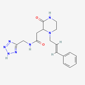 molecular formula C17H21N7O2 B5439458 2-{3-oxo-1-[(2E)-3-phenyl-2-propen-1-yl]-2-piperazinyl}-N-(1H-tetrazol-5-ylmethyl)acetamide 