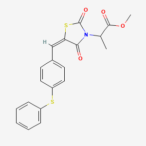 molecular formula C20H17NO4S2 B5439459 methyl 2-{2,4-dioxo-5-[4-(phenylthio)benzylidene]-1,3-thiazolidin-3-yl}propanoate 