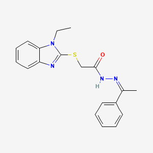 molecular formula C19H20N4OS B5439523 2-[(1-ethyl-1H-benzimidazol-2-yl)thio]-N'-(1-phenylethylidene)acetohydrazide 