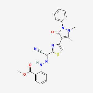 methyl 2-(2-{cyano[4-(1,5-dimethyl-3-oxo-2-phenyl-2,3-dihydro-1H-pyrazol-4-yl)-1,3-thiazol-2-yl]methylene}hydrazino)benzoate