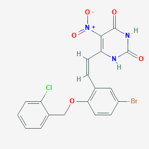 molecular formula C19H13BrClN3O5 B5439567 6-(2-{5-bromo-2-[(2-chlorobenzyl)oxy]phenyl}vinyl)-5-nitro-2,4(1H,3H)-pyrimidinedione 