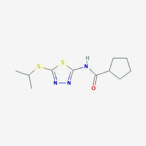 molecular formula C11H17N3OS2 B5439577 N-[5-(isopropylthio)-1,3,4-thiadiazol-2-yl]cyclopentanecarboxamide 