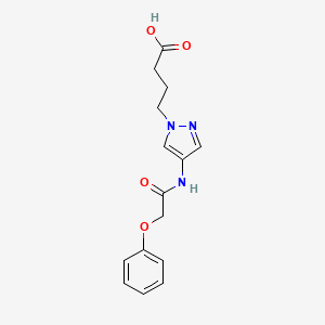 molecular formula C15H17N3O4 B5439600 4-{4-[(phenoxyacetyl)amino]-1H-pyrazol-1-yl}butanoic acid 