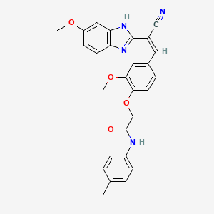 molecular formula C27H24N4O4 B5439629 2-{4-[2-cyano-2-(5-methoxy-1H-benzimidazol-2-yl)vinyl]-2-methoxyphenoxy}-N-(4-methylphenyl)acetamide 