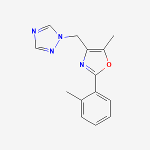 molecular formula C14H14N4O B5439696 1-{[5-methyl-2-(2-methylphenyl)-1,3-oxazol-4-yl]methyl}-1H-1,2,4-triazole 