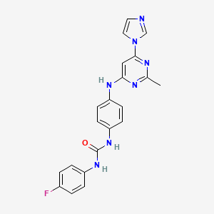 molecular formula C21H18FN7O B5439703 N-(4-fluorophenyl)-N'-(4-{[6-(1H-imidazol-1-yl)-2-methyl-4-pyrimidinyl]amino}phenyl)urea 