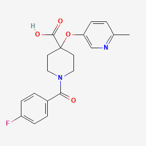 molecular formula C19H19FN2O4 B5439729 1-(4-fluorobenzoyl)-4-[(6-methylpyridin-3-yl)oxy]piperidine-4-carboxylic acid 