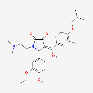 molecular formula C28H36N2O6 B5439750 1-[2-(dimethylamino)ethyl]-5-(3-ethoxy-4-hydroxyphenyl)-3-hydroxy-4-(4-isobutoxy-3-methylbenzoyl)-1,5-dihydro-2H-pyrrol-2-one 