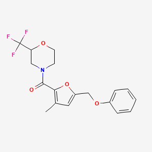 molecular formula C18H18F3NO4 B5439756 4-[3-methyl-5-(phenoxymethyl)-2-furoyl]-2-(trifluoromethyl)morpholine 