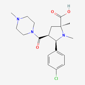 molecular formula C19H26ClN3O3 B5439767 (2S*,4S*,5R*)-5-(4-chlorophenyl)-1,2-dimethyl-4-[(4-methylpiperazin-1-yl)carbonyl]pyrrolidine-2-carboxylic acid 