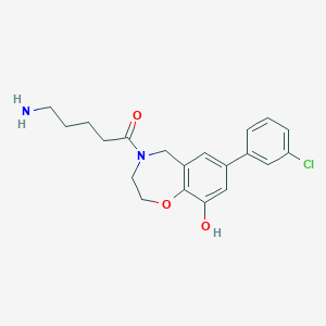 molecular formula C20H23ClN2O3 B5439789 4-(5-aminopentanoyl)-7-(3-chlorophenyl)-2,3,4,5-tetrahydro-1,4-benzoxazepin-9-ol hydrochloride 