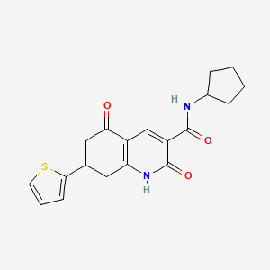 molecular formula C19H20N2O3S B5439833 N-cyclopentyl-2,5-dioxo-7-(2-thienyl)-1,2,5,6,7,8-hexahydro-3-quinolinecarboxamide 