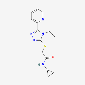 molecular formula C14H17N5OS B5439862 N-cyclopropyl-2-{[4-ethyl-5-(2-pyridinyl)-4H-1,2,4-triazol-3-yl]thio}acetamide 