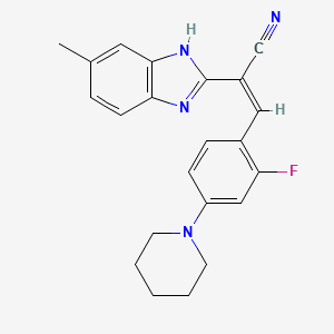 molecular formula C22H21FN4 B5439895 3-[2-fluoro-4-(1-piperidinyl)phenyl]-2-(5-methyl-1H-benzimidazol-2-yl)acrylonitrile 