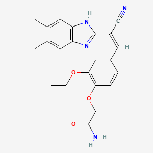 molecular formula C22H22N4O3 B5439911 2-{4-[2-cyano-2-(5,6-dimethyl-1H-benzimidazol-2-yl)vinyl]-2-ethoxyphenoxy}acetamide 