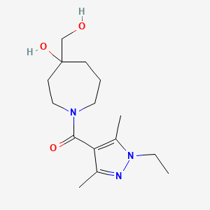 molecular formula C15H25N3O3 B5439926 1-[(1-ethyl-3,5-dimethyl-1H-pyrazol-4-yl)carbonyl]-4-(hydroxymethyl)-4-azepanol 