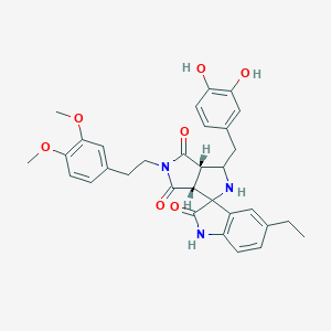 molecular formula C32H33N3O7 B543994 (3a'S,6a'R)-3'-(3,4-dihydroxybenzyl)-5'-[2-(3,4-dimethoxyphenyl)ethyl]-5-ethyl-3a',6a'-dihydro-2'H-spiro[indole-3,1'-pyrrolo[3,4-c]pyrrole]-2,4',6'(1H,3'H,5'H)-trione 