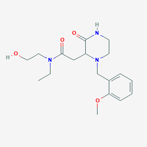 molecular formula C18H27N3O4 B5439967 N-ethyl-N-(2-hydroxyethyl)-2-[1-(2-methoxybenzyl)-3-oxo-2-piperazinyl]acetamide 
