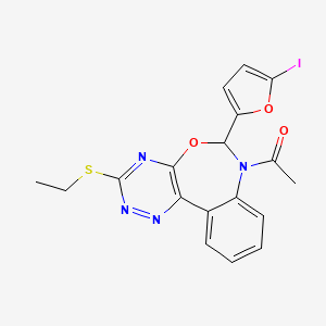 molecular formula C18H15IN4O3S B5439975 7-acetyl-3-(ethylthio)-6-(5-iodo-2-furyl)-6,7-dihydro[1,2,4]triazino[5,6-d][3,1]benzoxazepine 