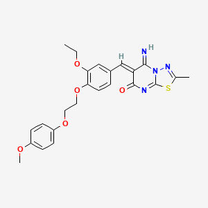 molecular formula C24H24N4O5S B5440000 6-{3-ethoxy-4-[2-(4-methoxyphenoxy)ethoxy]benzylidene}-5-imino-2-methyl-5,6-dihydro-7H-[1,3,4]thiadiazolo[3,2-a]pyrimidin-7-one 