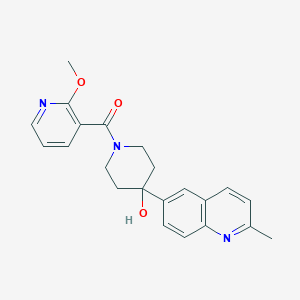molecular formula C22H23N3O3 B5440026 1-[(2-methoxypyridin-3-yl)carbonyl]-4-(2-methylquinolin-6-yl)piperidin-4-ol 