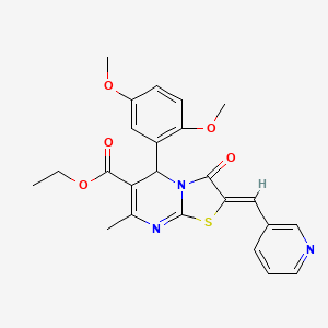 molecular formula C24H23N3O5S B5440039 ethyl 5-(2,5-dimethoxyphenyl)-7-methyl-3-oxo-2-(3-pyridinylmethylene)-2,3-dihydro-5H-[1,3]thiazolo[3,2-a]pyrimidine-6-carboxylate 