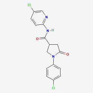 molecular formula C16H13Cl2N3O2 B5440041 1-(4-chlorophenyl)-N-(5-chloropyridin-2-yl)-5-oxopyrrolidine-3-carboxamide 