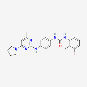 molecular formula C23H25FN6O B5440051 N-(3-fluoro-2-methylphenyl)-N'-(4-{[4-methyl-6-(1-pyrrolidinyl)-2-pyrimidinyl]amino}phenyl)urea 