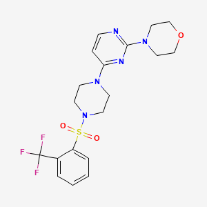 molecular formula C19H22F3N5O3S B5440052 4-[4-(4-{[2-(trifluoromethyl)phenyl]sulfonyl}-1-piperazinyl)-2-pyrimidinyl]morpholine 