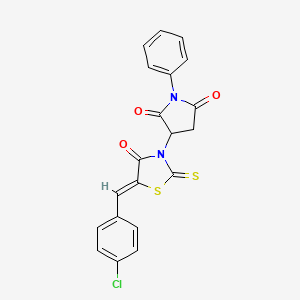 molecular formula C20H13ClN2O3S2 B5440069 3-[5-(4-chlorobenzylidene)-4-oxo-2-thioxo-1,3-thiazolidin-3-yl]-1-phenyl-2,5-pyrrolidinedione 