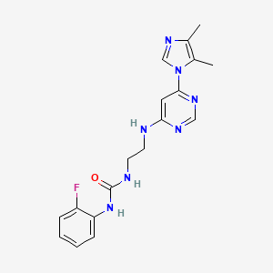 molecular formula C18H20FN7O B5440137 N-(2-{[6-(4,5-dimethyl-1H-imidazol-1-yl)-4-pyrimidinyl]amino}ethyl)-N'-(2-fluorophenyl)urea 