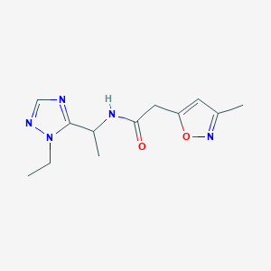 molecular formula C12H17N5O2 B5440150 N-[1-(1-ethyl-1H-1,2,4-triazol-5-yl)ethyl]-2-(3-methylisoxazol-5-yl)acetamide 