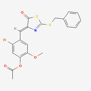 molecular formula C20H16BrNO4S2 B5440185 4-{[2-(benzylthio)-5-oxo-1,3-thiazol-4(5H)-ylidene]methyl}-5-bromo-2-methoxyphenyl acetate 