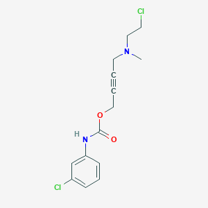 molecular formula C14H16Cl2N2O2 B054402 4-((2-氯乙基)甲基氨基)-2-丁炔基 N-(3-氯苯基)氨基甲酸酯 CAS No. 123567-32-8