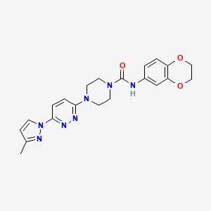 molecular formula C21H23N7O3 B5440248 N-(2,3-dihydro-1,4-benzodioxin-6-yl)-4-[6-(3-methyl-1H-pyrazol-1-yl)-3-pyridazinyl]-1-piperazinecarboxamide 