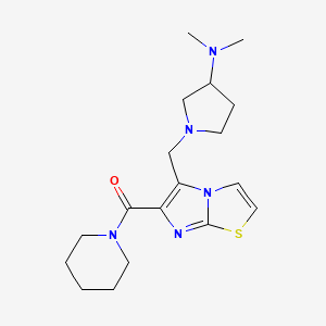 molecular formula C18H27N5OS B5440266 N,N-dimethyl-1-{[6-(piperidin-1-ylcarbonyl)imidazo[2,1-b][1,3]thiazol-5-yl]methyl}pyrrolidin-3-amine 