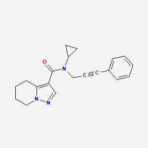 molecular formula C20H21N3O B5440284 N-cyclopropyl-N-(3-phenylprop-2-yn-1-yl)-4,5,6,7-tetrahydropyrazolo[1,5-a]pyridine-3-carboxamide 