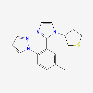 molecular formula C17H18N4S B5440379 1-{4-methyl-2-[1-(tetrahydro-3-thienyl)-1H-imidazol-2-yl]phenyl}-1H-pyrazole 