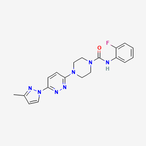 molecular formula C19H20FN7O B5440390 N-(2-fluorophenyl)-4-[6-(3-methyl-1H-pyrazol-1-yl)-3-pyridazinyl]-1-piperazinecarboxamide 