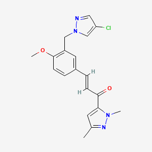 molecular formula C19H19ClN4O2 B5440395 3-{3-[(4-chloro-1H-pyrazol-1-yl)methyl]-4-methoxyphenyl}-1-(1,3-dimethyl-1H-pyrazol-5-yl)-2-propen-1-one 